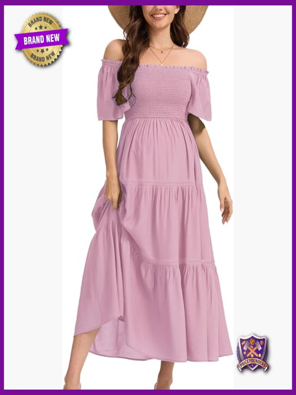 Summer Ruffle Short Sleeve Maternity Maxi Dress Flowy Tiered A Line Photoshoot